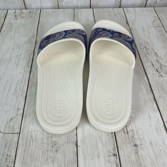 Crocs Vera Bradley Colab Women’s 9 Sloane Slides  Blue Marine Paisley - Picture 3 of 8